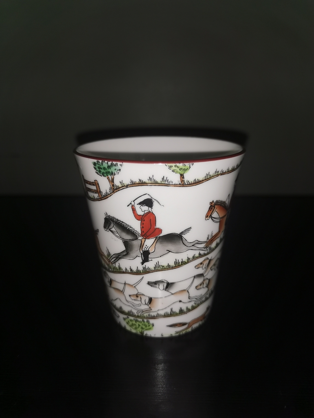 Vintage Crown Staffordshire Bone China Hunting Scene Flat Bottom Tumbler 3 3/4" - Picture 2 of 8